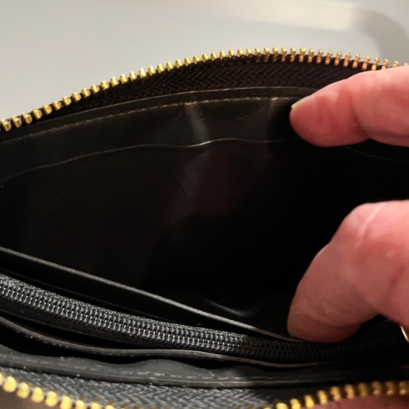 Coach Black Floral Zip Around Wallet Gold Hardware - Picture 13 of 14